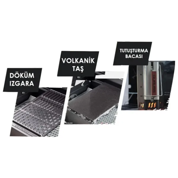 Guruss Mangal Aksesuar Seti Döküm Izgara+lav Taşı+tutuşturmabaca