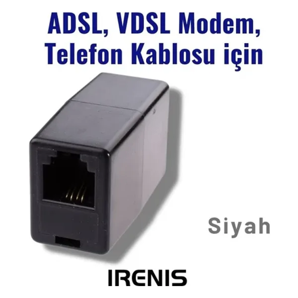 Irenis Modem Ve Telefon Kablo Ekleyici, Birleştirici, Uzatıcı Siyah