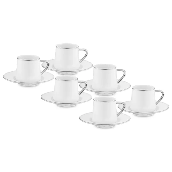 Jumbo Valetta Platin 6 Kişilik Kahve Fincan Takımı