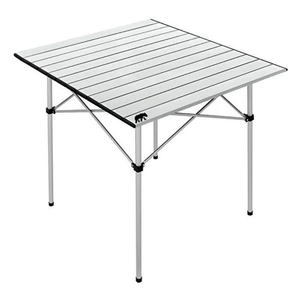 Kamp Ayısı XL 72x70 cm Gri Alüminyum Katlanır Kamp Masası