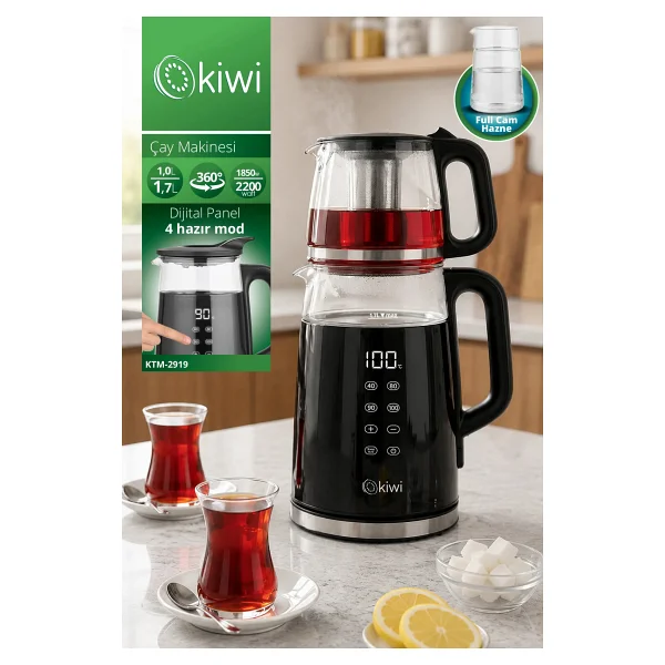 Kiwi KTM-2919 Dijital 2200 W Cam Çay Makinesi - Görsel 2