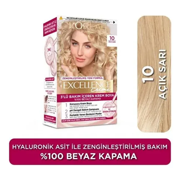 L'Oreal Paris Excellence Creme 10 Açık Sarı Saç Boyası