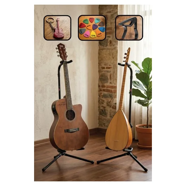Lastvoice Gtr-01X 2Lİ SET Enstrüman Bağlama Gitar Standı Sehpası + 10 Pena)