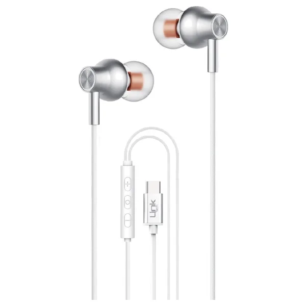 LinkTech H72 Beyaz Type-C Kablolu Kulak İçi Kulaklık