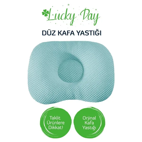Lucky Day Kafa Yastığı Mavi Bebek Air Düz Kafa Yastığı, Kafa Yastık, Bebek Yastığı, Organik Pamuk Kumaş
