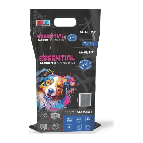 M-Pets Essential Carbonlu Yapışkanlı 45x60 cm 50'li Köpek Çiş Pedi