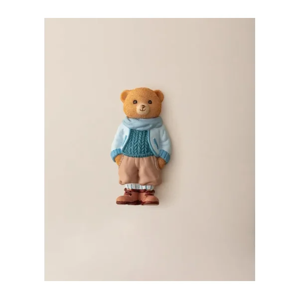 Madame Coco Voir Bear Magnet - Bej/Mavi - 4x8 cm