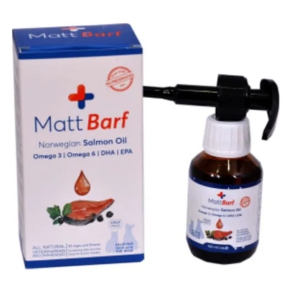 MATT BARF Kedi Ve Köpekler Için Balık Yağı 250ml Somon Yağı Omega 3-6 Yüksek Lezzet Artırıcı