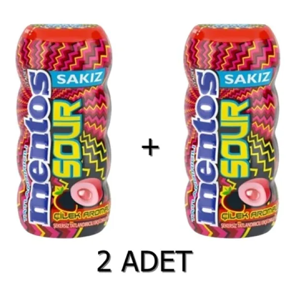 Mentos Sour Çilek Aromalı Şekersiz-tatlandırıcılı Ekşi Draje Sakız 2 x 30 G