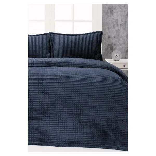 Merinos Modern Line Lacivert 220x240 cm Çift Kişilik Battaniye Seti