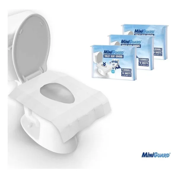 Miniguard Klozete Atılabilir Klozet Örtüsü - EasyflushTM Sistemli, Suda Çözünür, Tek Kullanımlık, Hijyenik- 3 Paket x 10 Adet