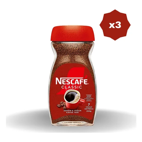 Nescafe Nestle Classic Cam 200 gr - (3 Adet)
