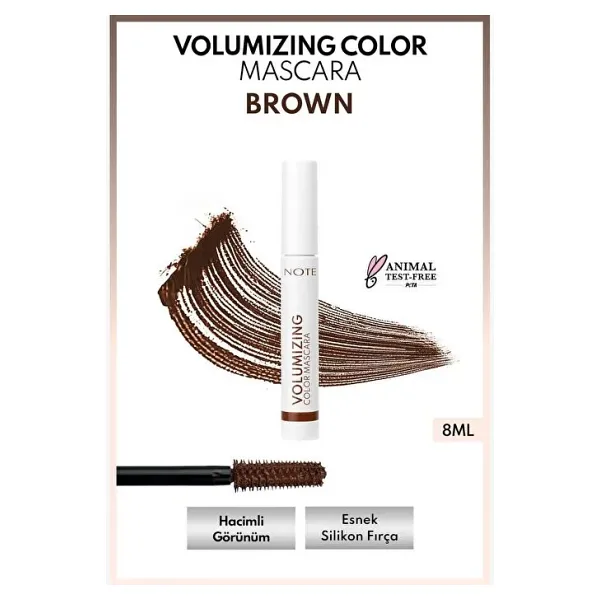 Note Volumizing Color Hacim ve Uzatma Etkili Kahverengi Tubing Maskara