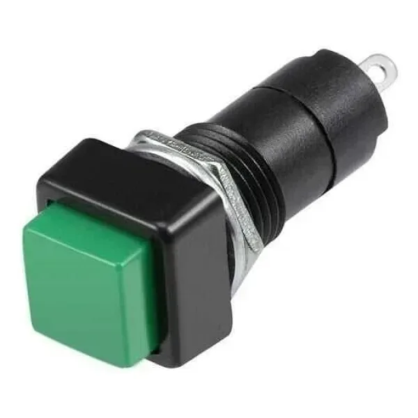 PBS-306A 12mm Anahtarlı Push Buton - Yeşil