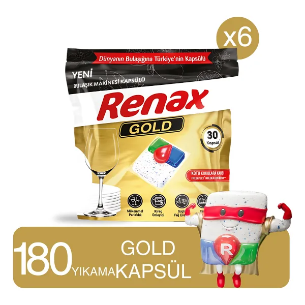 Renax Gold Bulaşık Makinesi Tableti 30'lu 6 Adet