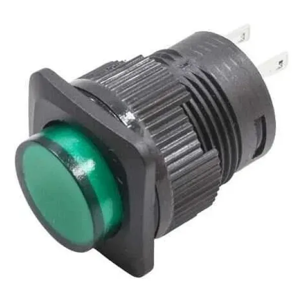 RL16-504A 16MM Plastik 2 Pin Anahtarlı Buton Yeşil
