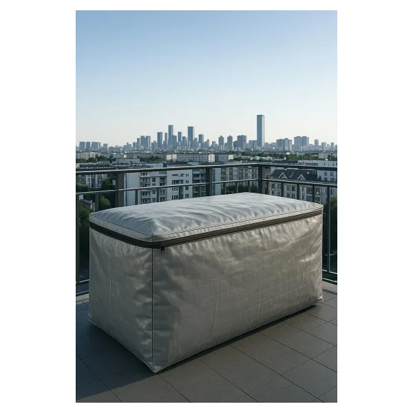 Sizenelazım Fermuarlı Gri Su Geçirmez Bahçe Mobilyası Ve Balkon Eşya Koruma Brandası 100Cm X 200Cm