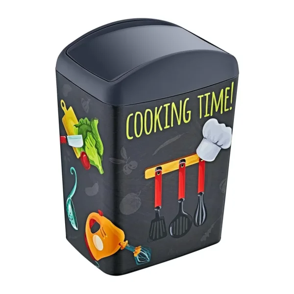 Smartware Soft Resimli Çöp Kutusu Döner Kapak 5 LT COOK