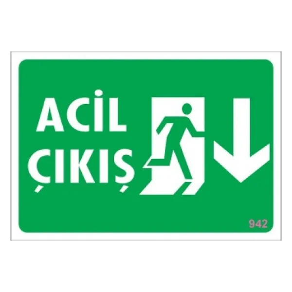 SÖNSAN UYARI LEVHALARI "ACİL ÇIKIŞ - AŞAĞI" PVC 17,5x25