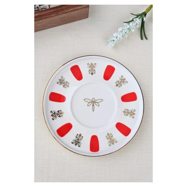 Tabak Evi Acem Zade Kırmızı 12.5 cm Çay Tabağı