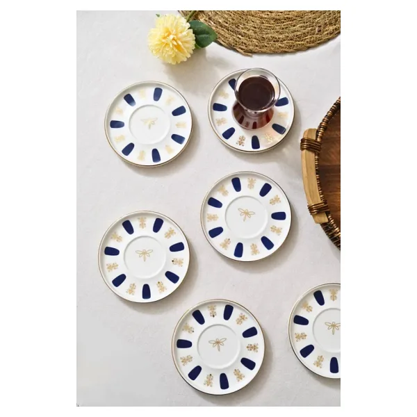 Tabak Evi Acem Zade Lacivert 12.5 cm 6'lı Çay Tabağı