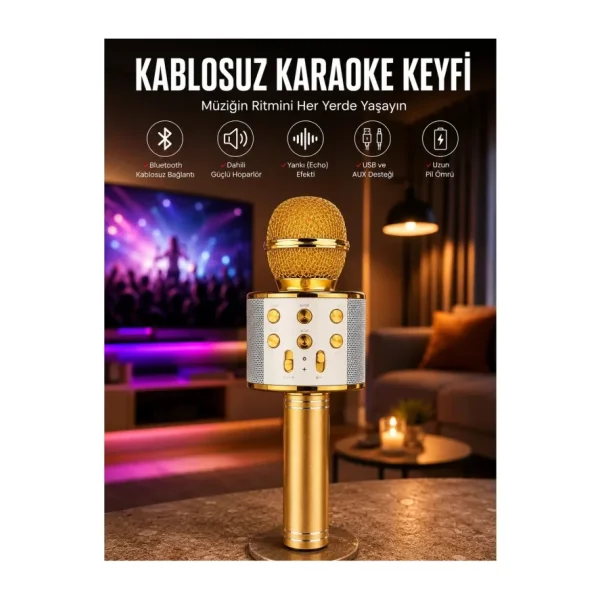 Taşınabilir Bluetooth Karaoke Mikrofon: Hafıza Kart Girişli, Etkileyici Performans - Renkli