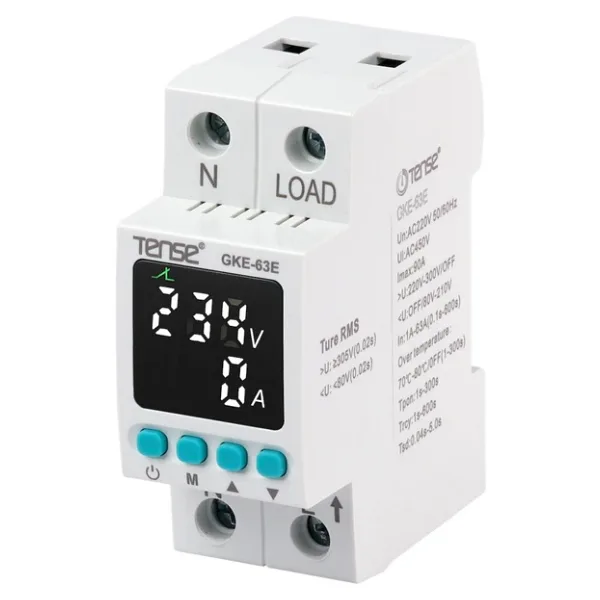 Tense Monofaze Dijital Gerilim Ve Aşırı Akım Koruma Rölesi 2P 63A 120V-220V-300V