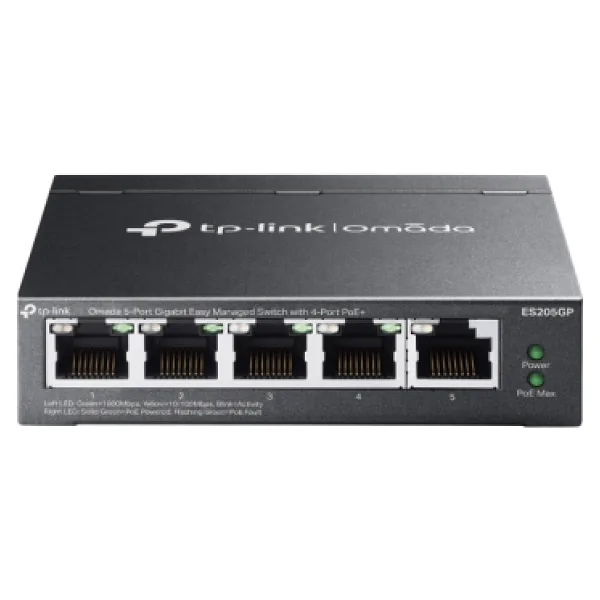 TP-Link Omada ES205GP 5 Port 10/100/1000 Mbps Yönetilebilir Gigabit PoE Switch