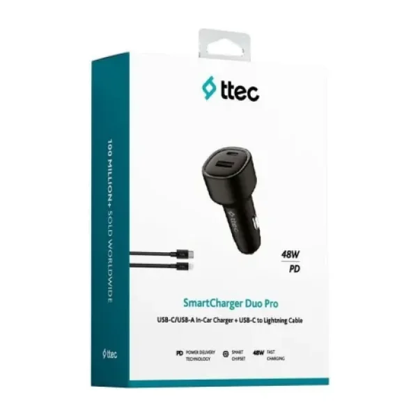 Ttec SmartCharger Duo 2CKP02LS 48 W Lightning Kablolu Hızlı Araç Şarj Aleti