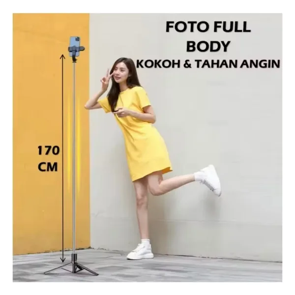 Twinix Siyah Kablosuz Kumandalı Telefon Selfie Çubuğu Monopod Ayaklı Tripod Bluetooth 170 cm