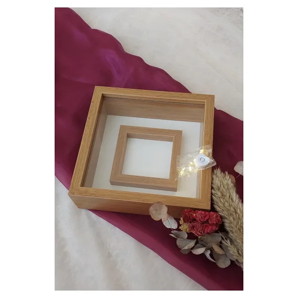 Verda Çerçeve 25x25 Ledli Bambu Fotoğraf Bölümlü Çerçeve Gül Tasarımlarınız Için