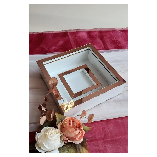Verda Çerçeve 25x25 Ledli Beyaz-rosegold Fotoğraf Bölümlü Çerçeve Gül Tasarımlarınız Için