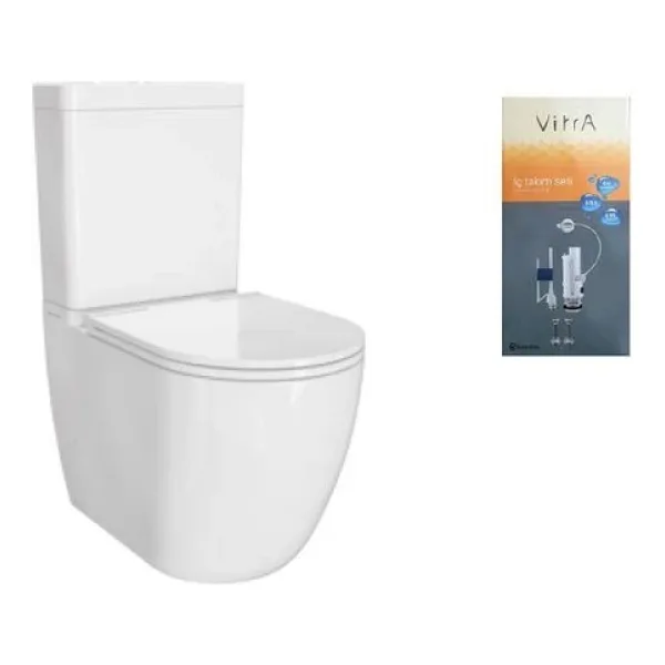 Vitra S55 Round Dtd Kanalsız Takım Klozet, Rezervuar, Dp Kapak, Iç Takım - Beyaz