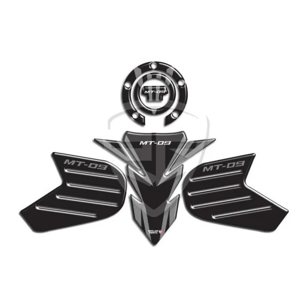 Yamaha Mt 09 Tank Pad Depo Kapak Pad Yan Pad Komple Set Gri Siyah