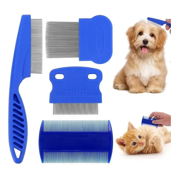 4'lü Kedi Köpek Bit Ve Pire Tarağı 4 Lü Set Ince Tüy Tarama