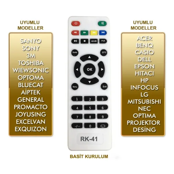 AKILLI PROJEKSİYON KUMANDA UNIVERSAL TÜM MODELLERE UYUMLU V4 RK-41