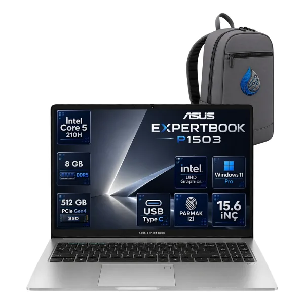 Asus ExpertBook P1 P1503CVA-C516512G0D Core 5 210H 24 GB 2 TB SSD Intel Graphics 15.6" W11P Full HD Notebook