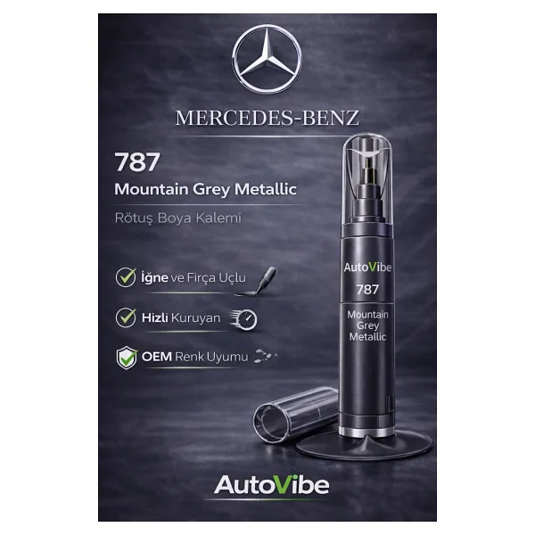 AutoVibe Mercedes-Benz Rötuş Boya Kalemi 787 Mountain Grey Metallic