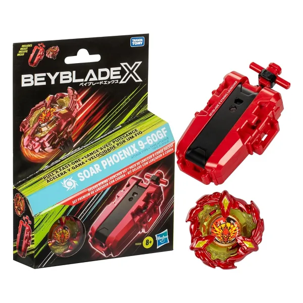Beyblade X Soar Phoenix 9-60GF Deluxe İp Fırlatıcı Seti, Saldırı Tipi Sağ Dönen Top Oyuncak; 8 Yaşındaki Erkek ve Kız Çocuklar için Harika Hediye