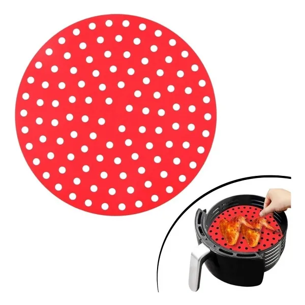 Buffer Renkli Isıya Dayanıklı Yıkanılabilir Silikon Fırın Ve Airfryer Yuvarlak Pişirme Matı 23 Cm