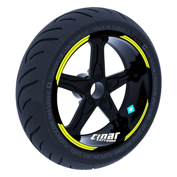 Çınar Extreme Floresan Sarı Double Stripe Jant Şeridi Sticker Çınar Extreme