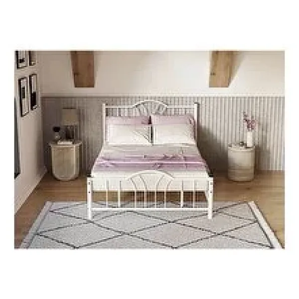 Dzgn Home Bella Çift Kişilik Ferforje Metal Karyola - Beyaz - 160 x 200 cm