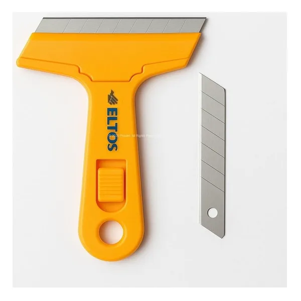 Eltos Cam Kazıma Bıçağı, Plastik, Çelik Uçlu, Ergonomik Sap, Etiket ve Boya Kalıntısı Temizleyici, 100 mm Bıçaklı, Cam, Mermer, Fırın ve Boya Temizliği için Kazıyıcı, Profesyonel, Yedek Bıçaklı