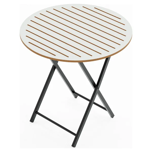 Eportatif Katlanır 4 Kişilik Yuvarlak Bahçe Masası Bistro Masa 70X70 Beyaz 1507