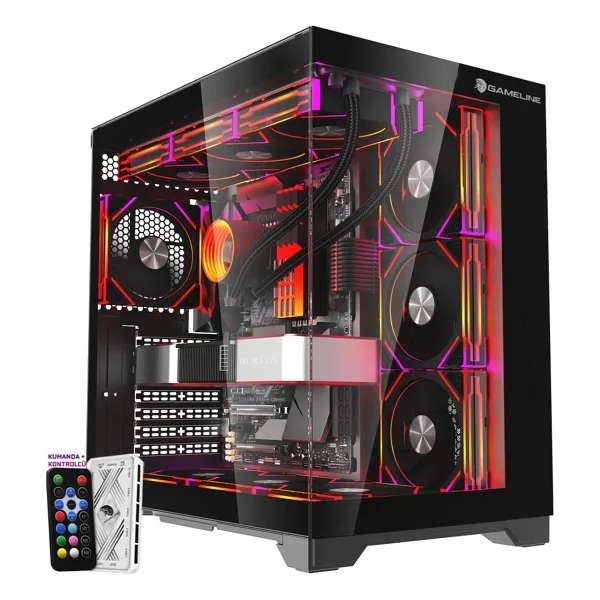 Gameline Grand Premium 7x ARGB Fan Kumandalı USB 3.0 Gaming Bilgisayar Kasası Siyah