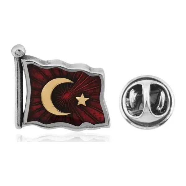 Gümüş Türk Bayrağı Rozet SL3325