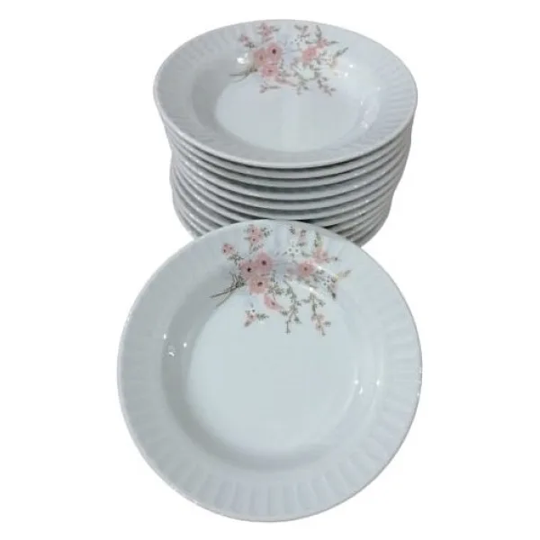 Güral Porselen 1208 Çiçekli 19 cm 12'li Yemek Tabağı