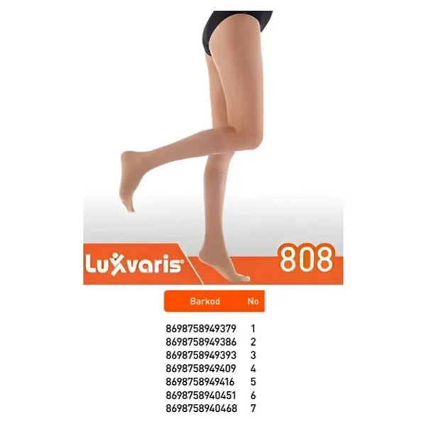 Luxvaris 808 Varis Çorabı Diz Altı Burnu Açık Orta Basınç Ten Rengi No 1 (37368)