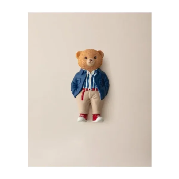 Madame Coco Simon Bear Magnet - Lacivert/Bej - 4x8 cm
