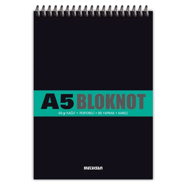 METEKSAN BLOKNOT A5 80 YAPRAK KARELİ SPİRALLİ